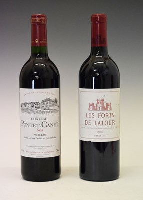 Lot 436 - Bottle of Chateau Latour 'Les Forts de Latour' 2006 and a bottle of Chateau Pontet-Canet 2003