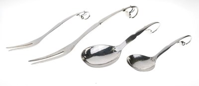Lot 96 - Georg Jensen two pickle forks and two spoons