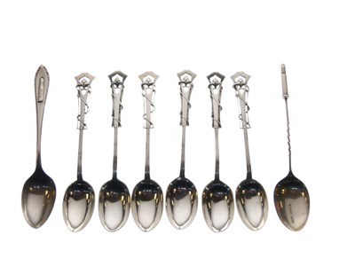 Lot 254 - Six Art Nouveau coffee spoons, and two Nobel