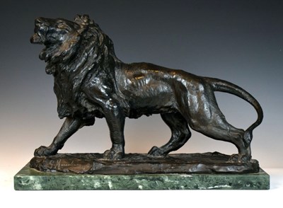 Lot 208 - Giacomo ('Jacques') Merculiano, (Italian, 1859-1935) -  Bronze Lion