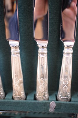 Lot 93 - Modern walnut-cased canteen of silver King's pattern cutlery