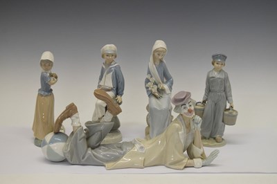 Lot 530 - Lladro clown, three Lladro figures, etc.