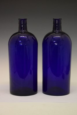 Lot 478 - Two large blue glass bottles, etc.