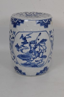 Lot 552 - Chinese blue and white barrel garden seat