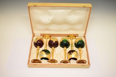 Lot 477 - Cased set of six Bohemian glasses