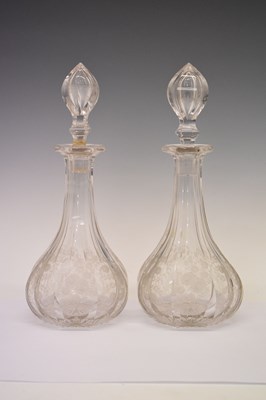 Lot 475 - Pair of 19th Century etched glass decanters