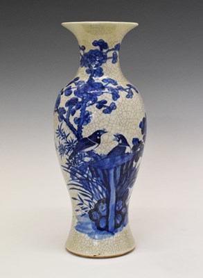 Lot 299 - Late 19th Century Chinese porcelain crackleware baluster vase