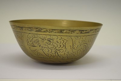 Lot 345 - Chinese bronze 'gu' vase, and brass bowl