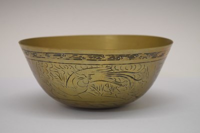 Lot 345 - Chinese bronze 'gu' vase, and brass bowl