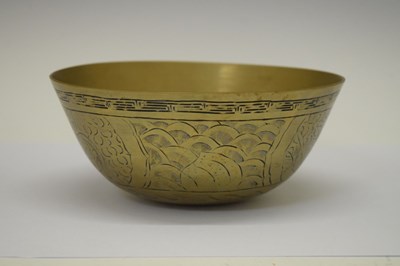 Lot 345 - Chinese bronze 'gu' vase, and brass bowl