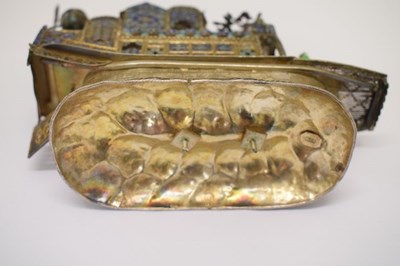 Lot 104 - Chinese white metal and enamel model of a junk