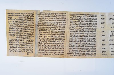 Lot 247 - Judaica: Early vellum Hebrew Megillah scroll