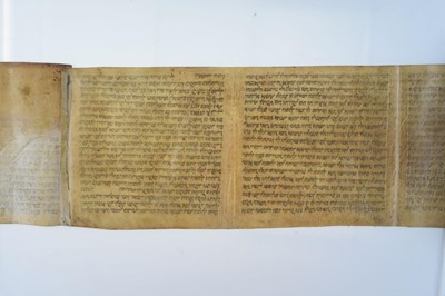 Lot 247 - Judaica: Early vellum Hebrew Megillah scroll