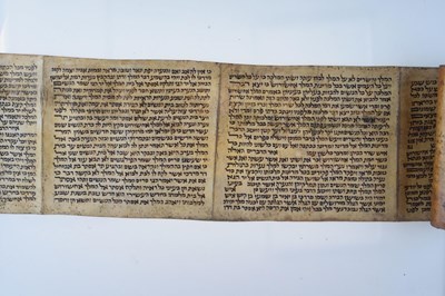 Lot 247 - Judaica: Early vellum Hebrew Megillah scroll