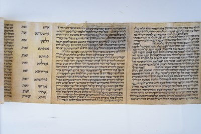 Lot 247 - Judaica: Early vellum Hebrew Megillah scroll