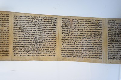 Lot 247 - Judaica: Early vellum Hebrew Megillah scroll