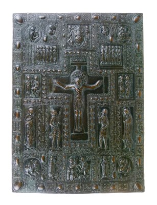 Lot 253 - Bronzed copper relief panel or icon