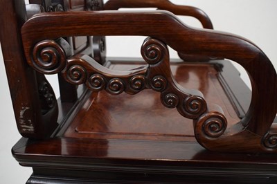 Lot 338 - Chinese huanghuali and burr elm open armchair