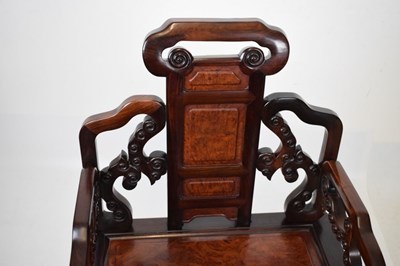 Lot 338 - Chinese huanghuali and burr elm open armchair