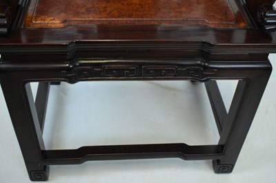 Lot 338 - Chinese huanghuali and burr elm open armchair