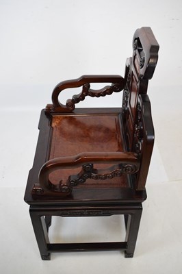 Lot 338 - Chinese huanghuali and burr elm open armchair
