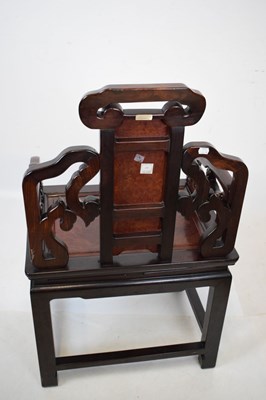 Lot 338 - Chinese huanghuali and burr elm open armchair