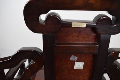 Lot 338 - Chinese huanghuali and burr elm open armchair