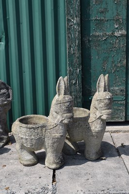 Lot 803 - Pair of composite stone Donkey garden planters