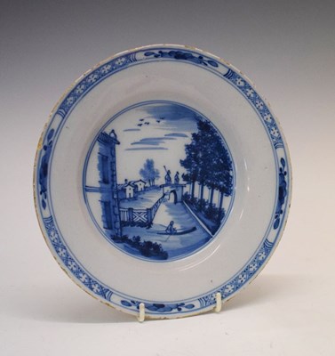 Lot 354 - 18th Century Delft plate - Canal