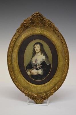 Lot 691 - 17th Century-style watercolour - Portrait of Marie Isobel