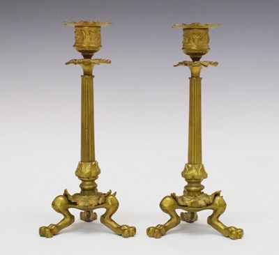 Lot 241 - Pair of ormolu Restauration candlesticks