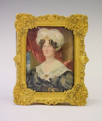 Lot 385 - Ormolu framed portrait of a lady, circa 1830