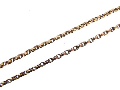 Lot 79 - 9ct yellow metal belcher-link muff chain or longguard