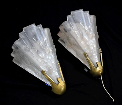 Lot 253 - Pair Art Deco Wall Lights