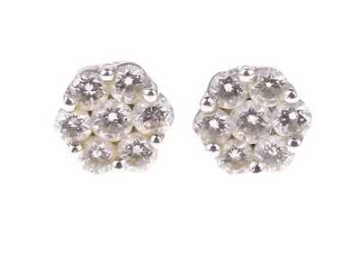 Lot 28 - Pair of seven stone diamond cluster earstuds