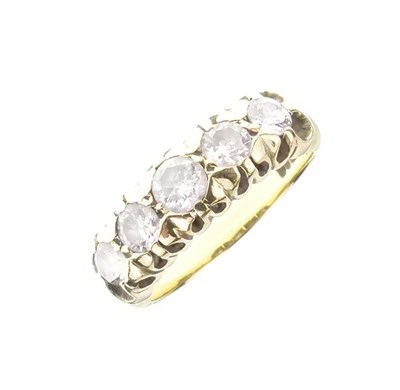 Lot 9 - Five-stone diamond 18ct gold ring