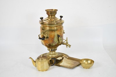 Lot 586 - Russian brass samovar, with a quantity of brass