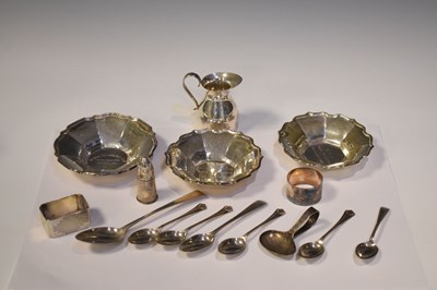 Lot 256 - Silver teaspoons and quantity of small silver