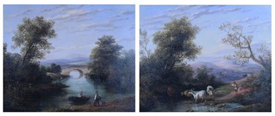 Lot 584 - English School, 19th Century - Oil on canvas - Pair of landscapes