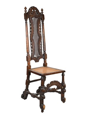 Lot 674 - Documented late 17th Century walnut and cane chair