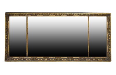 Lot 668 - Giltwood triple-plate overmantel mirror