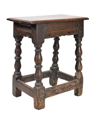 Lot 673 - 17th Century oak joined stool