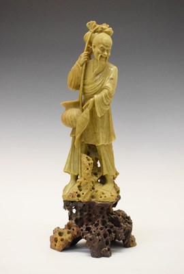 Lot 311 - Good Chinese carved green soapstone figure