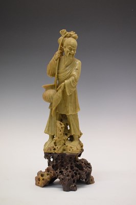 Lot 311 - Good Chinese carved green soapstone figure