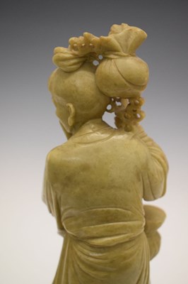 Lot 311 - Good Chinese carved green soapstone figure
