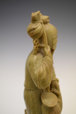 Lot 311 - Good Chinese carved green soapstone figure