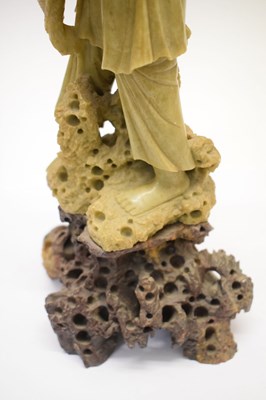 Lot 311 - Good Chinese carved green soapstone figure