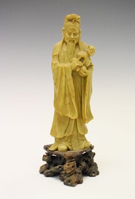 Lot 312 - Carved soapstone figure of a sage or priest