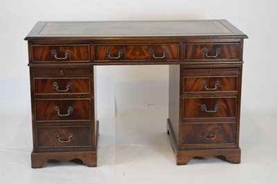 Lot 657 - Reproduction mahogany twin pedestal desk