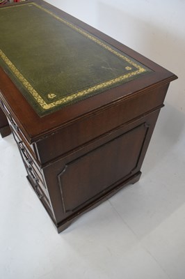Lot 657 - Reproduction mahogany twin pedestal desk